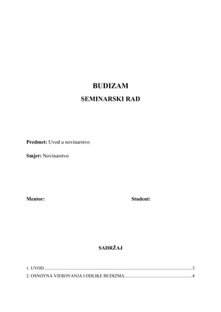 Budizam: seminarski rad