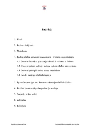 Osnovne igre kao forma usavrsavanja mladih fudbalera