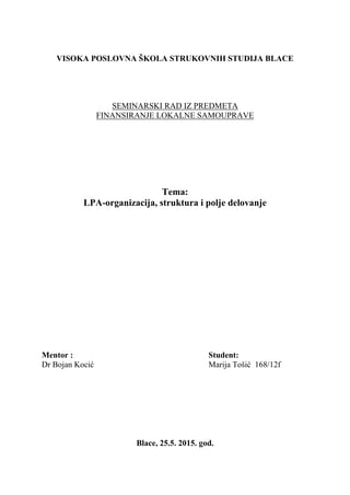 LPA-organizaciona struktura i polje delovanja