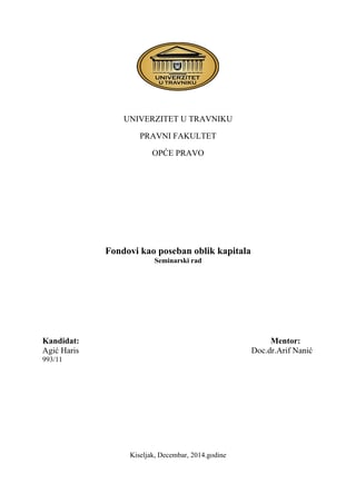 Fondovi kao poseban oblik kapitala