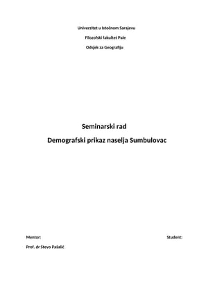 Demografski prikaz naselja Sumbulovac