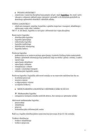 Pojam i značaj logistike u poslovanju