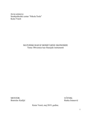 Obveznice kao finansijski instrumenti