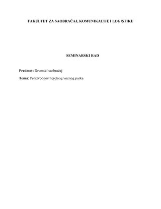 Proizvodnost teretnog voznog parka