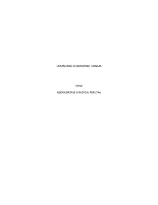 Uloga drzave u razvoju turizma