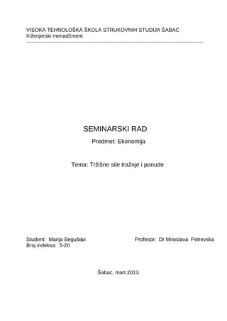 Trzisne sile ponude i traznje