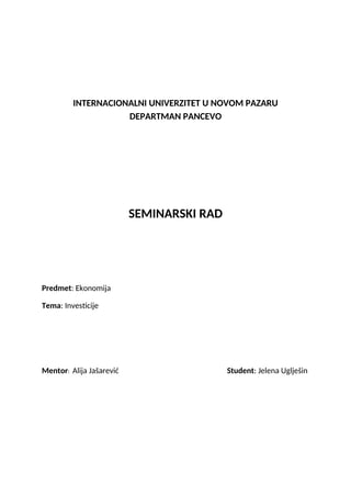Investicije seminarski rad