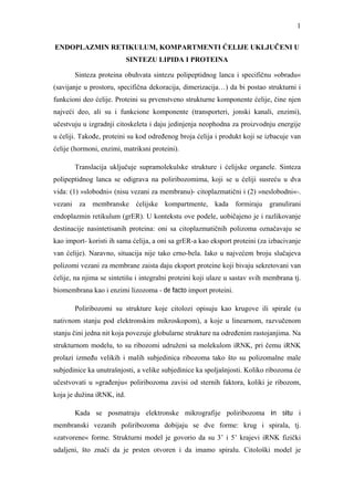 Endoplazmatični retikulum, kompartmenti ćelije uključeni u sintezu lipida i proteina