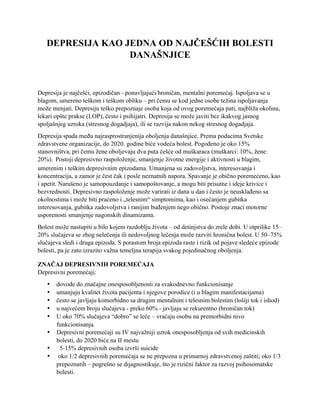 Depresija kao jedna od najčešćih bolesti današnjice