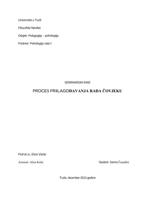 Proces prilagodjavanja rada covjeku