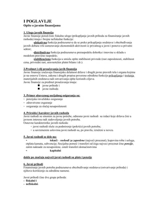 Javne finansije (prvi kolokvijum)