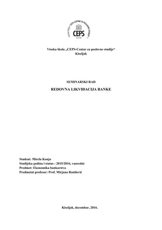 Kreditna analiza kompanija i kreditna analiza stanovnistva