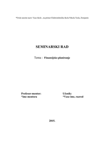 Finansijsko planiranje