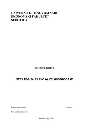 Strategija razvoja velikoprodaje