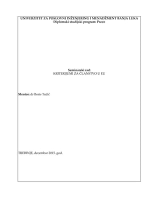 Kriterijumi za članstvo u EU