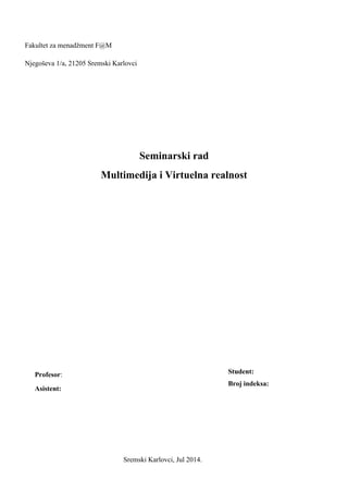 Multimedija i virtuelna realnost