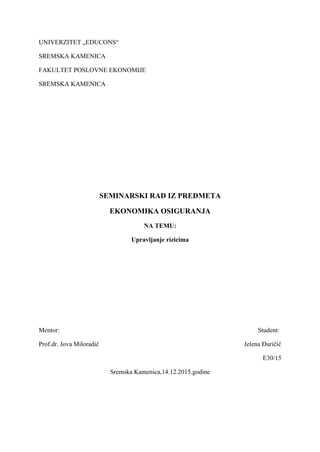 Upravljanje rizicima