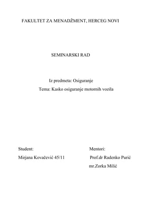 Kasko osiguranje motornih vozila