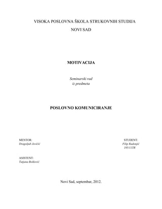 Motivacija – Poslovno komuniciranje