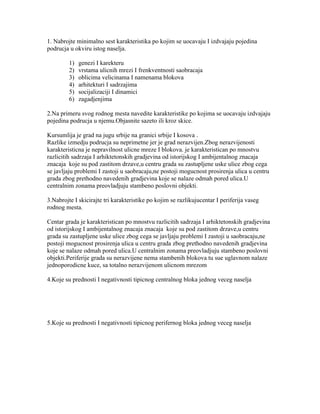 Analiza karakteristika naselja, blokova i ulica