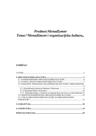 Menadžment i organizacijska kultura