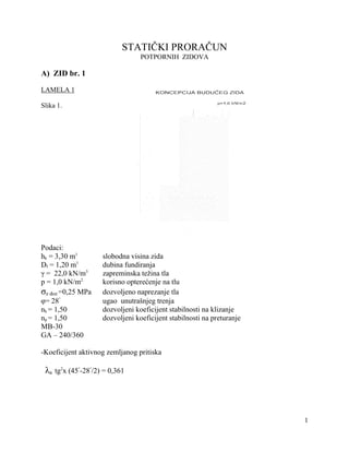 Satički proračun potpornog zida