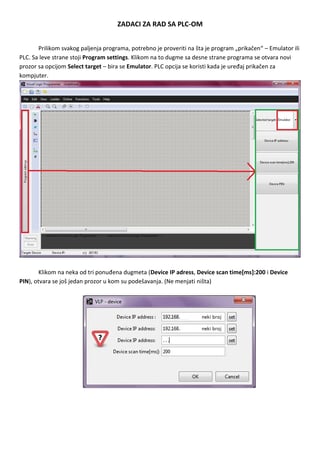 Reseni zadaci na PLC racunaru