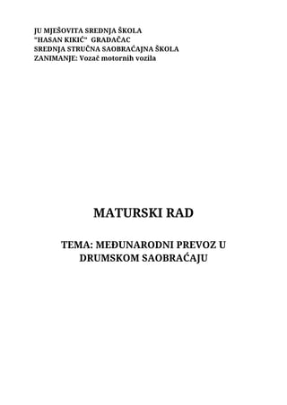 Međunarodni prevoz u drumskom saobraćaju