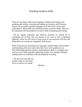 Teaching receptive skills