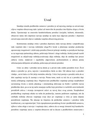 Znacaj saradnje porodice i vrtica