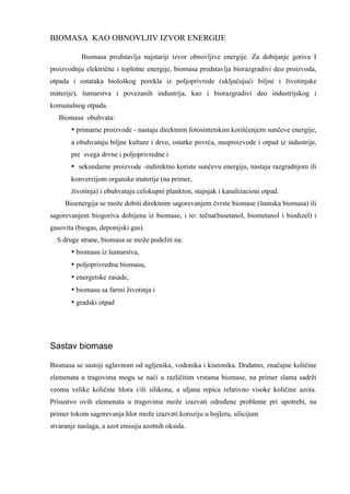 Biomasa kao obnovljivi izvor energije