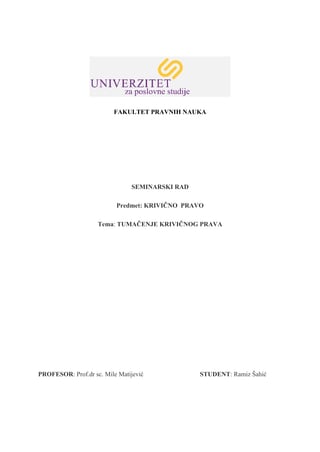 Tumačenje krivičnog zakona