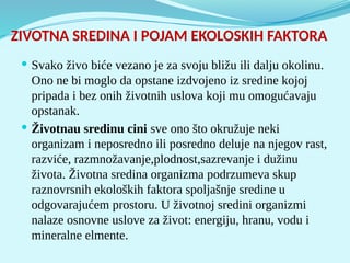 Zivotna sredina i pojam ekoloskih faktora
