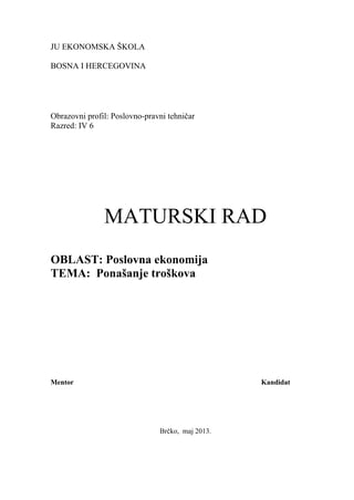 Ponašanje troškova