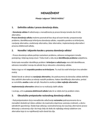 Menadzment (pitanja i odgovori drugi modul)