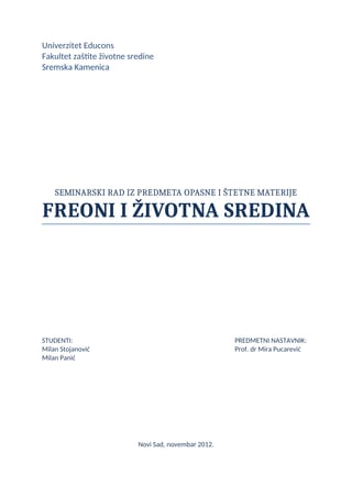 Freoni i životna sredina