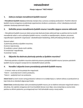 Menadzment (pitanja i odgovori treci modul)