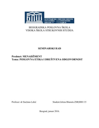 Poslovna etika i drustvena odgovornost