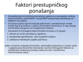 Faktori prestupničkog ponašanja