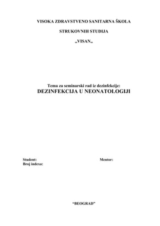 Dezinfekcija u neonatologiji