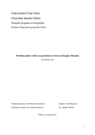 Problem gladi u Africi sa posebnim osvrtom na Etiopiju i Ruandu