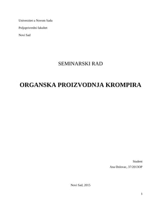 Organska proizvodnja krompira