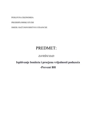 Ispitivanje boniteta i procjena vrijednosti firme