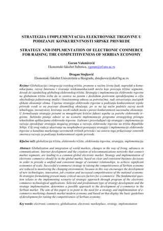 Strategija i implementacija elektronske trgovine u podizanju konkurentnosti srpske privrede