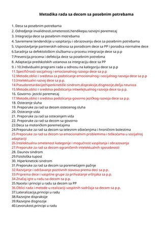 Metodika rada sa decom sa posebnim potrebama