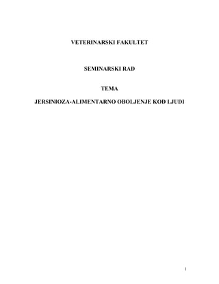 Jersinioza – Alimentarno oboljenje kod ljudi