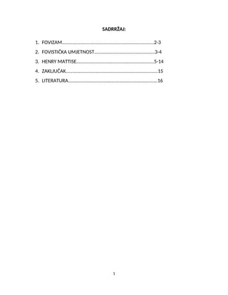 Fovizam i stvaralaštvo Henrija Matisa