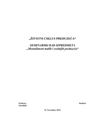 Životni ciklus preduzeća