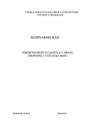 Toksično dejstvo aditiva u hrani