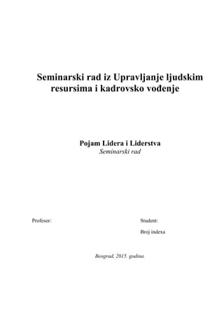 Pojam lidera i liderstva